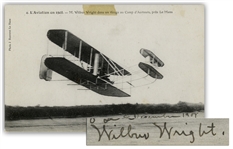 Wilbur Wright Postcard Signed From December 1908 During Their Very Successful Exhibition Flights in Europe -- With University Archives COA